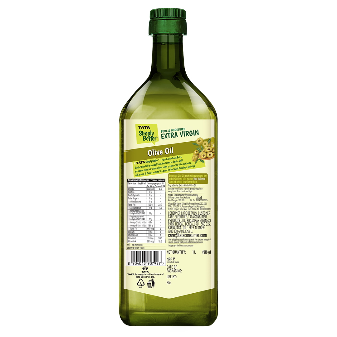 Extra Virgin Olive Oil | A1 Grade Olives | Cold-Pressed | Pure & Unrefined | Rich Aroma & Flavour | 1L
