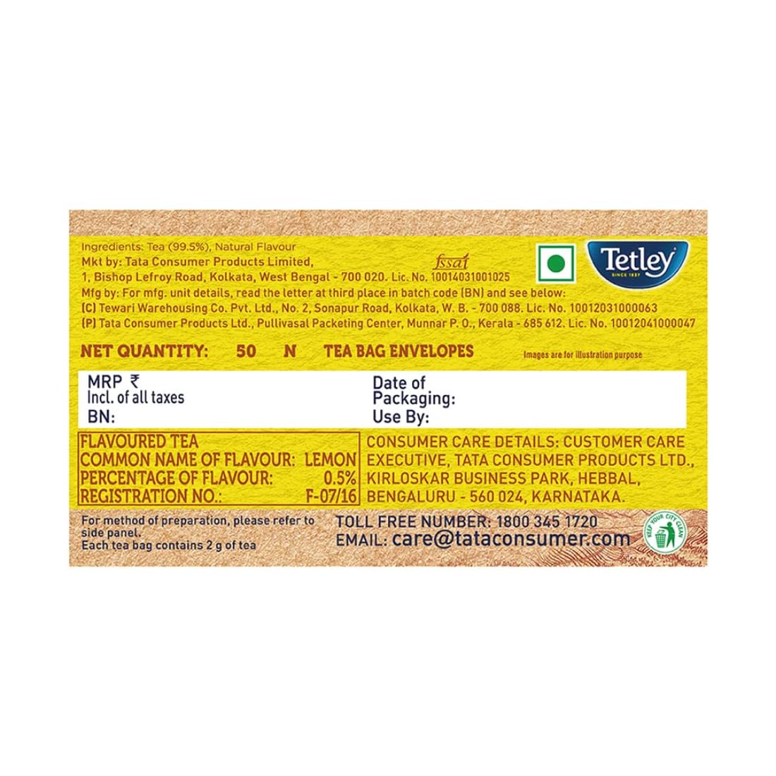 Lemon Flavoured Refreshing Tea | Fine Assam Black Tea | Plastic-free Biodegradable Tea Bags | 50 Tea Bags