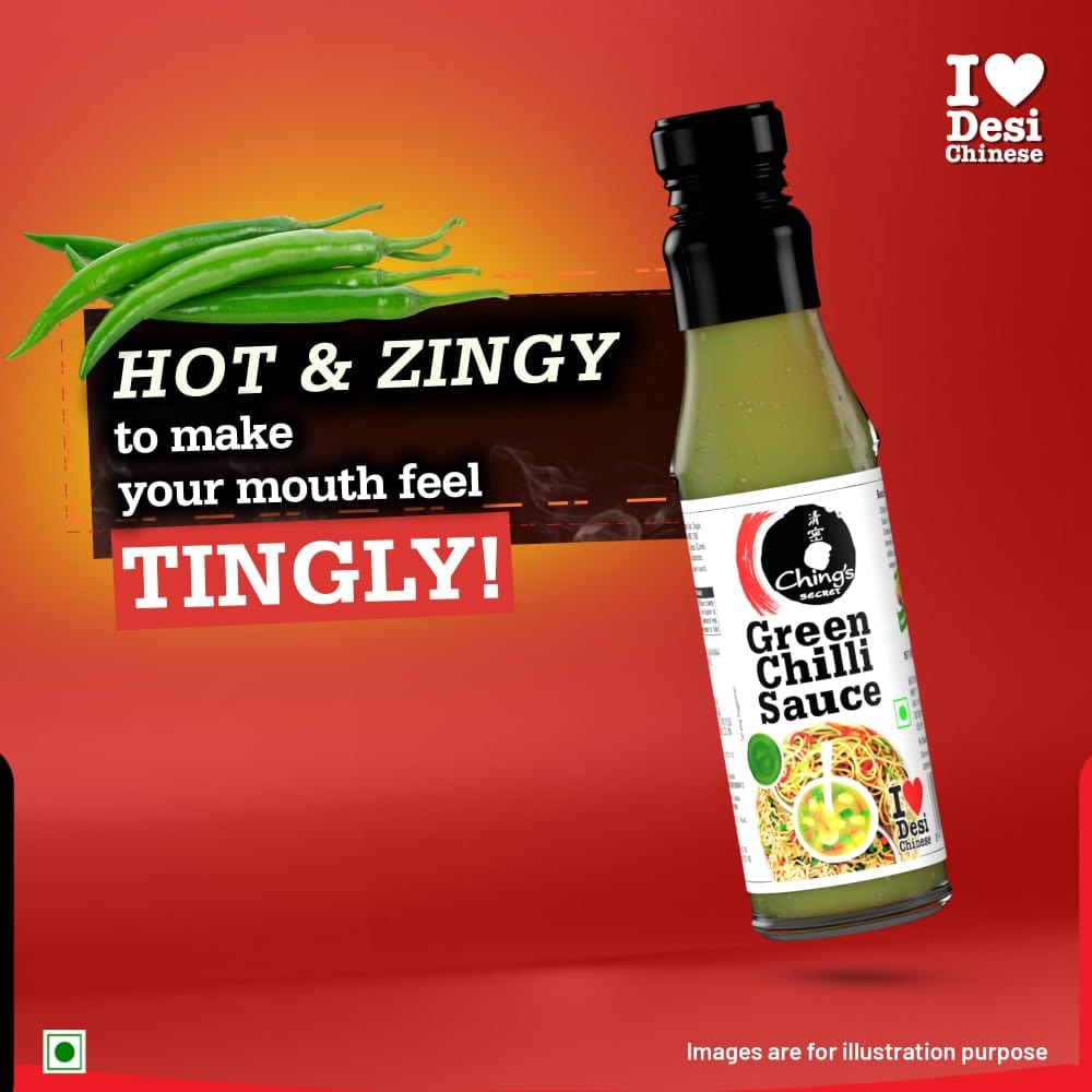 Green Chilli Sauce | Bold and Flavourful | Marination, Seasoning, Stir-Fry | Restaurant like Desi Chinese Flavour | Quick and Easy Cooking |100% Veg | 90g