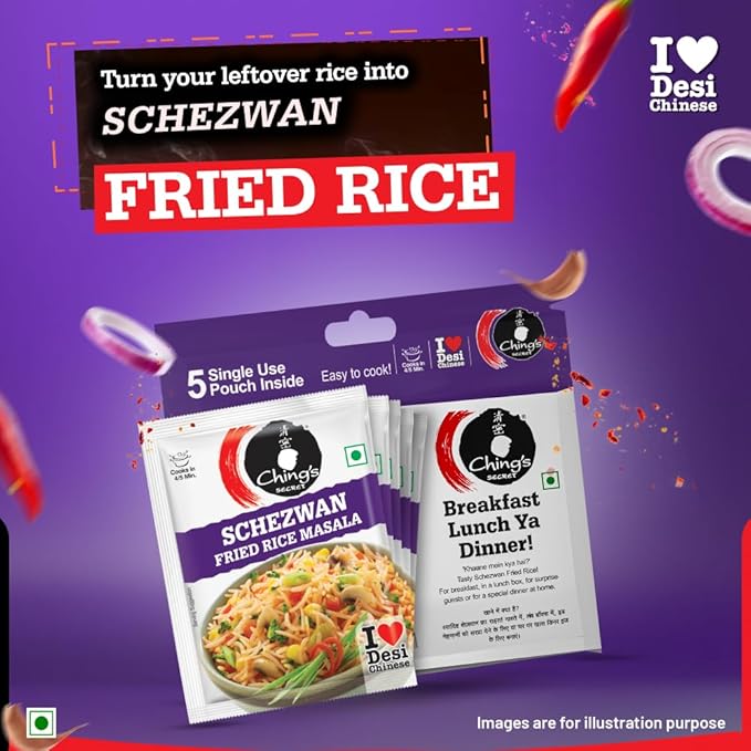 Schezwan Fried Rice Masala | Authentic Desi Chinese | No need to add salt, spice or sauce | Easy to Cook | No added preservatives | 100% Veg | 20g