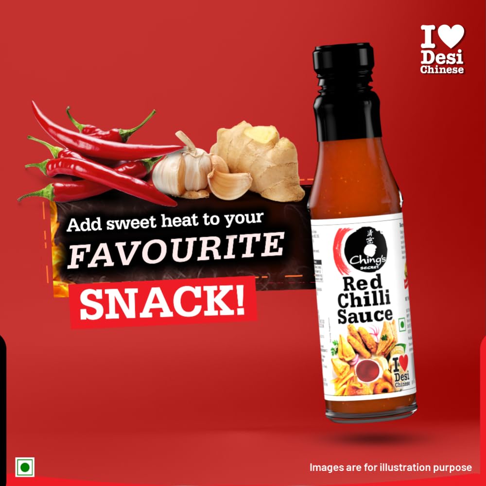 Red Chilli Sauce | Bold, Fiery & Aromatic | Marination, Seasoning, Stir-Fry | Smooth Texture | Restaurant like Desi Chinese Flavour |Quick and Easy Cooking |100% Veg | 90g
