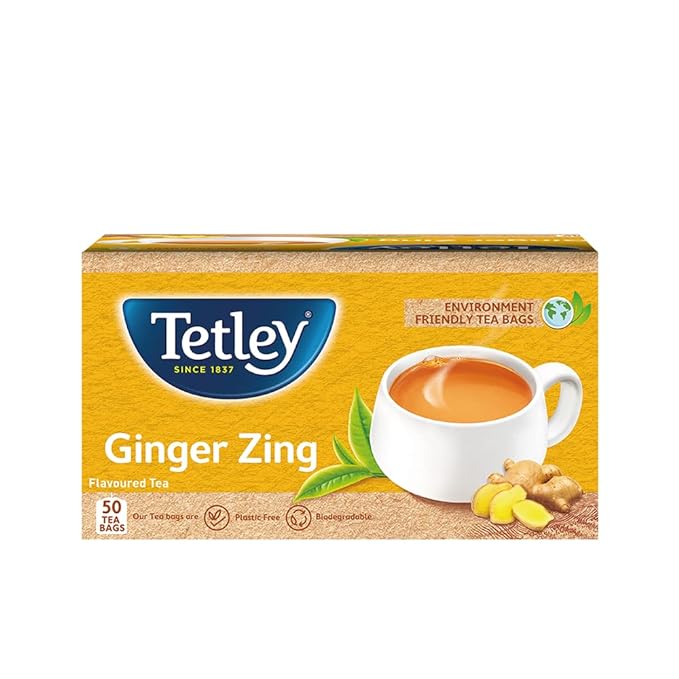 Ginger Zing - Flavoured Chai | Assam Black Tea |Ginger Aroma | Environment Friendly, Staple-free Tea Bags | 50 Tea Bags