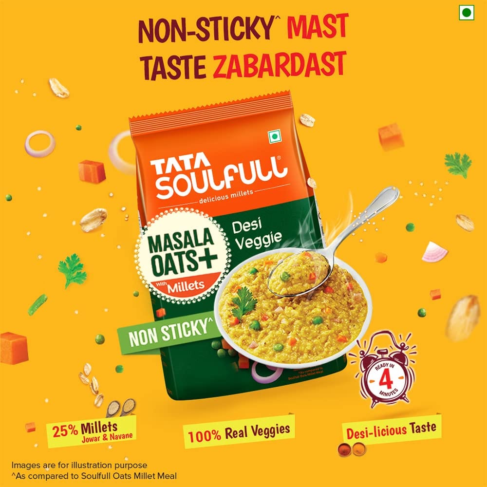 Masala Oats - Desi Veggie | 25% Millets, Real Veggies | Healthy Evening Snack | Non Sticky | 500g