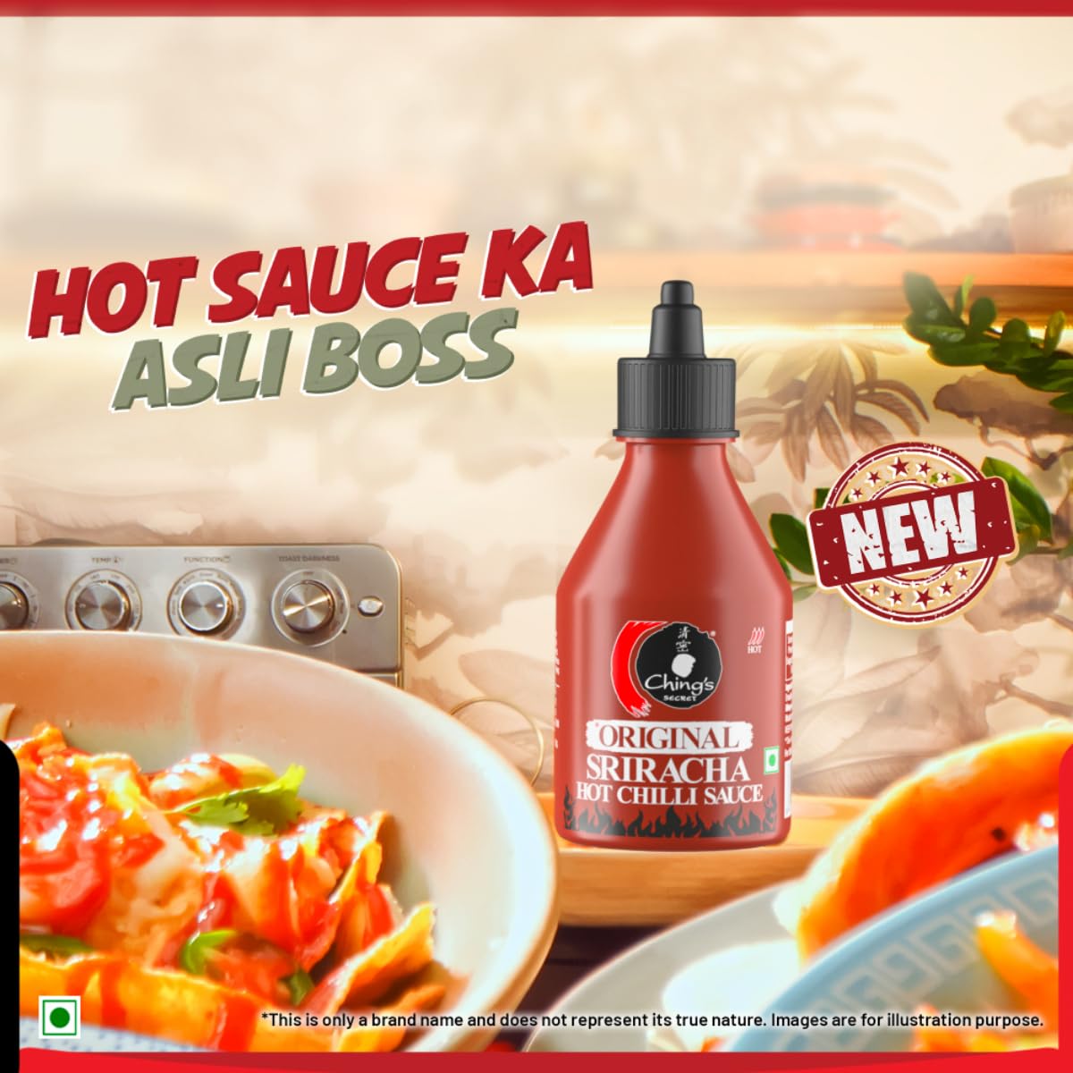 Original Sriracha Hot Chilli Sauce (Red) Perfect Blend Of Spicy & Tangy | Dip, Spread, Cook, Drizzle | 100% Veg | 230g