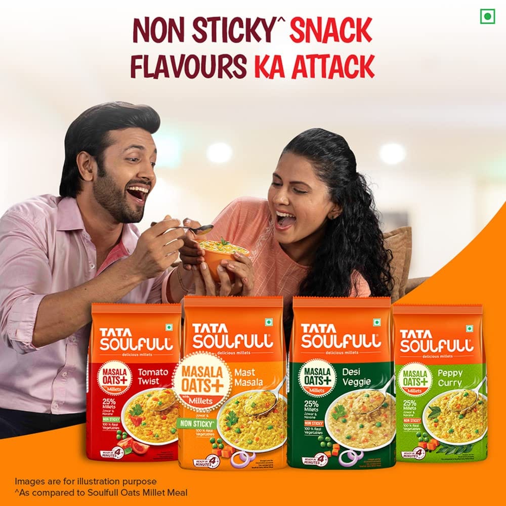 Masala Oats - Desi Veggie | 25% Millets, Real Veggies | Healthy Evening Snack | Non Sticky | 500g