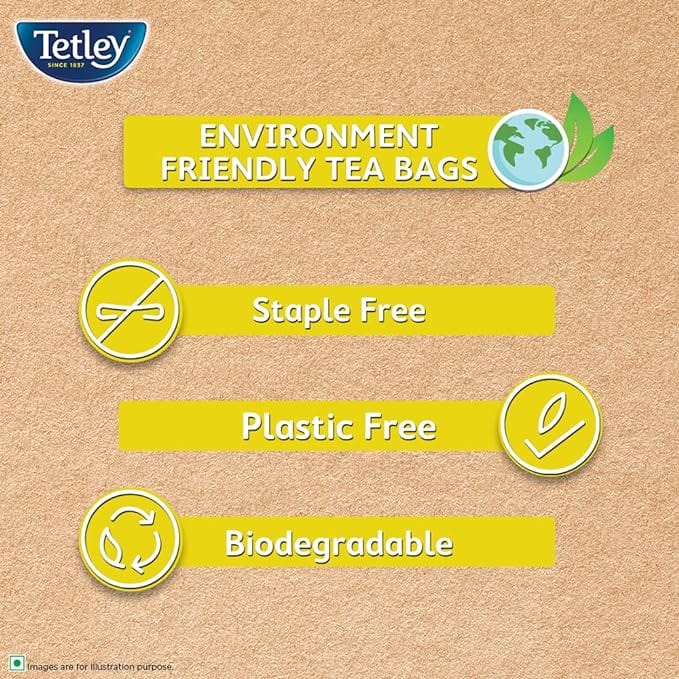 Lemon Flavoured Refreshing Tea | Fine Assam Black Tea | Plastic-free Biodegradable Tea Bags | 50 Tea Bags