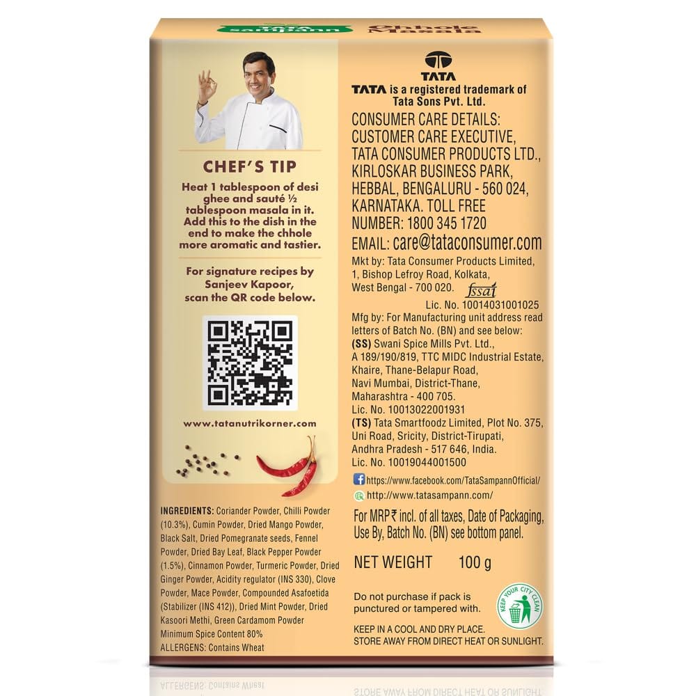 Punjabi Chhole Masala | Crafted by Chef Sanjeev Kapoor | Rich Aroma & Flavour | 100g