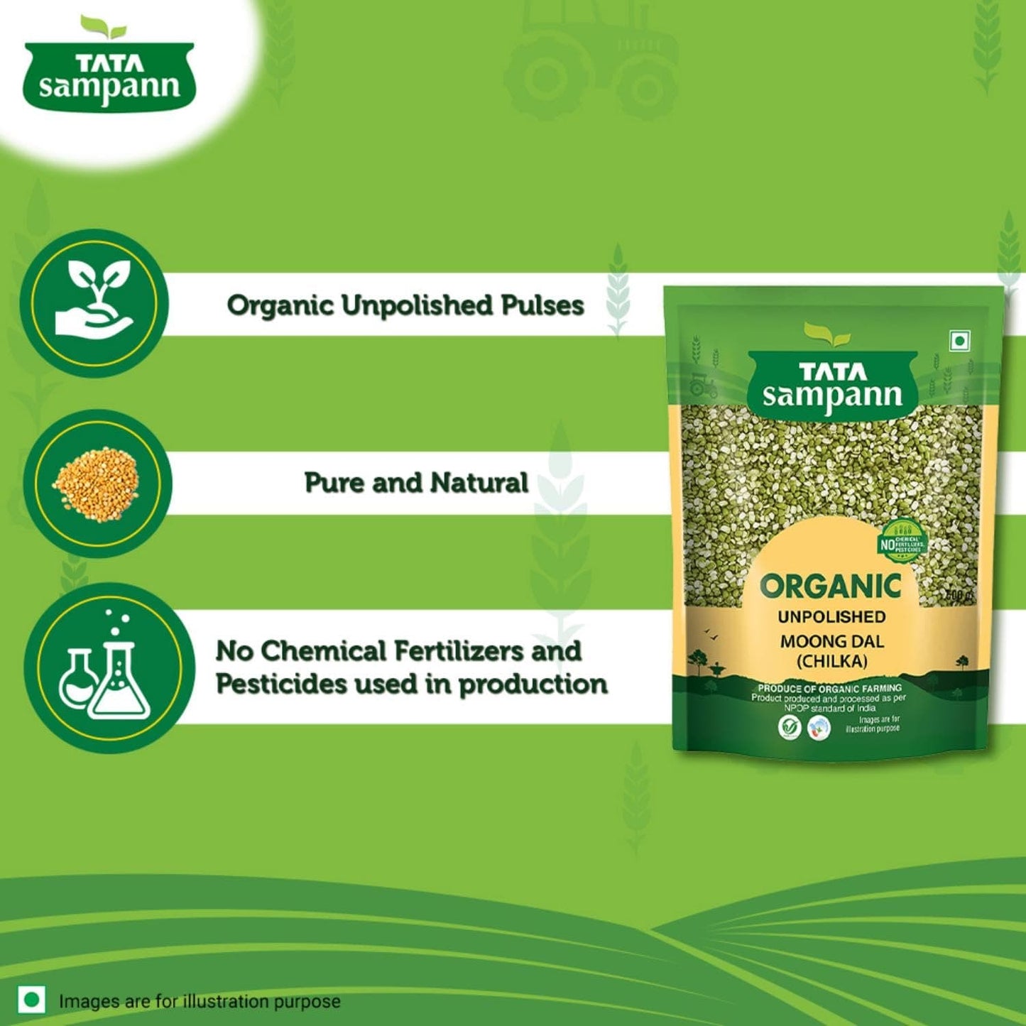 Organic Moong Chilka Unpolished | Rich in Nutrients | Stringent quality check | 500g