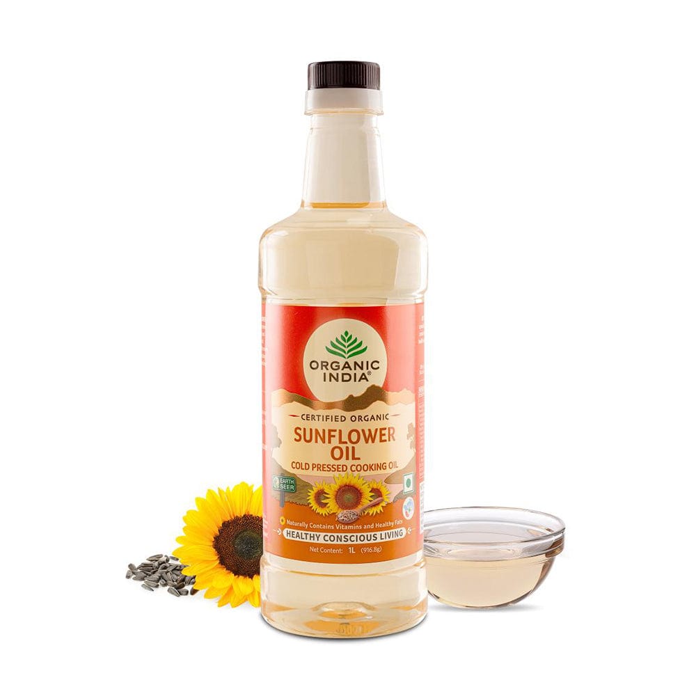 Sunflower Oil I Cold pressed (Kachi Ghani) Cooking Oil I Baking, Frying, Sauteing |With Vitamin A & E | 100% Natural, Certified Organic | 1L