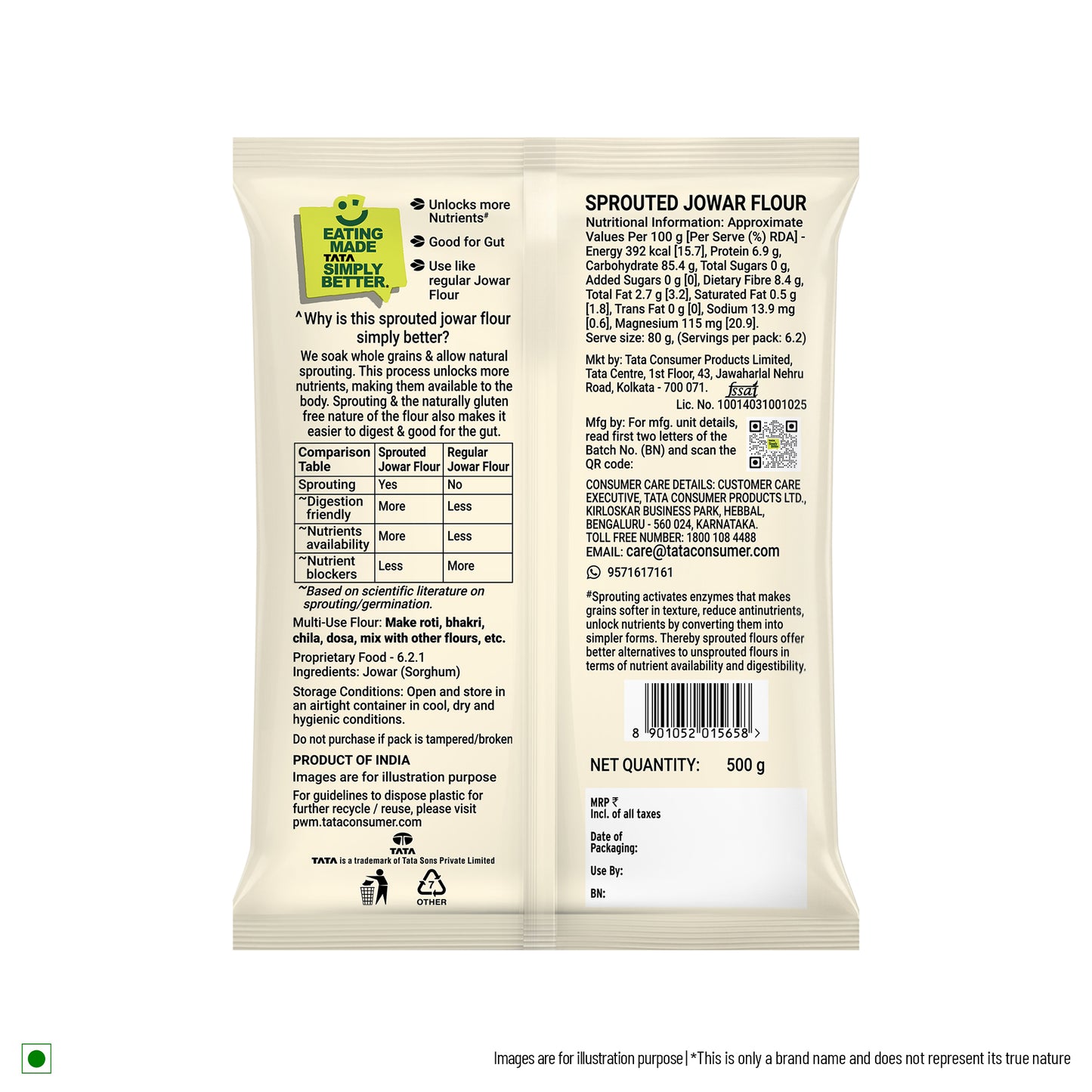 Tata Simply Better Sprouted Jowar Flour | 500g