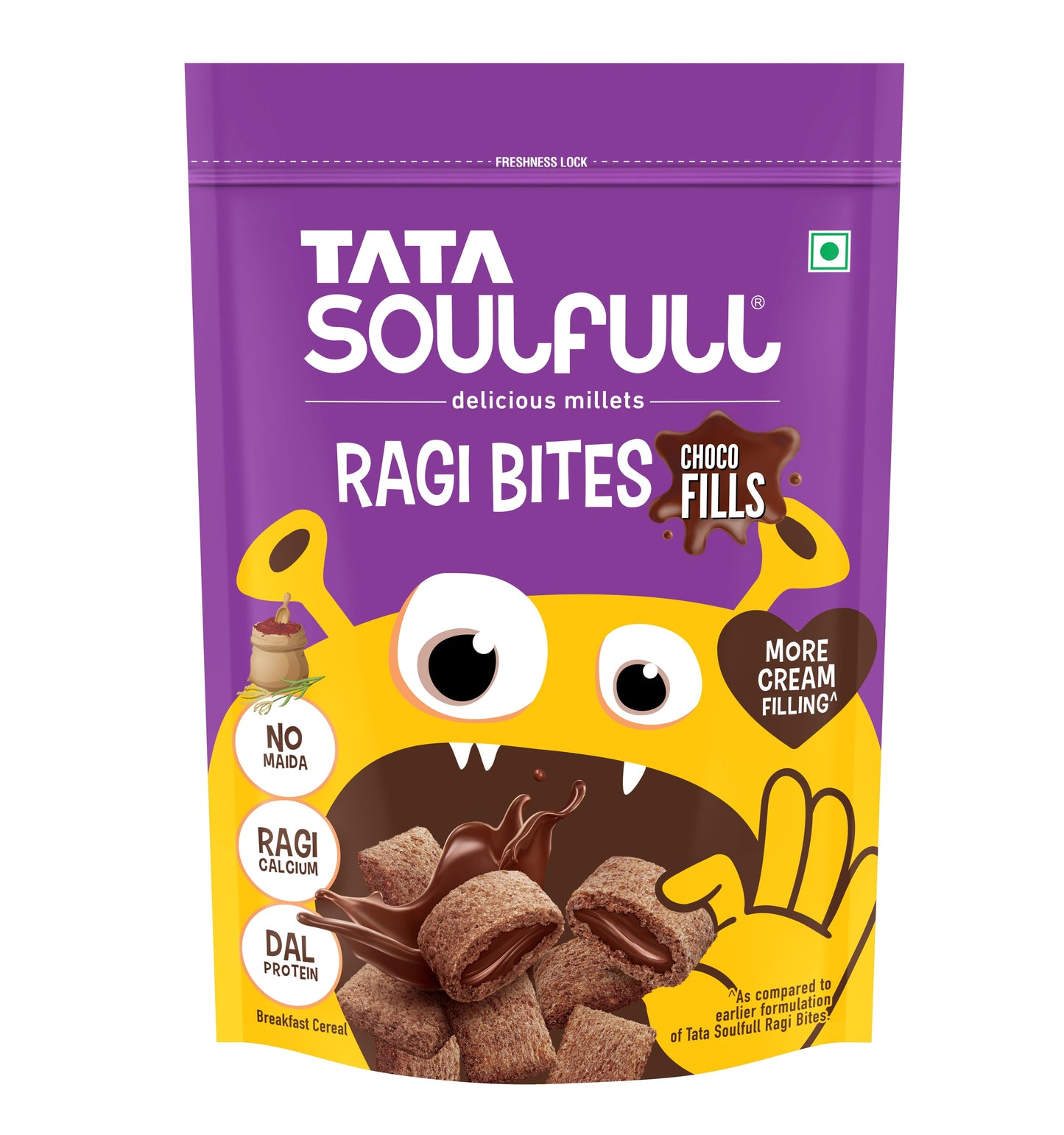 Ragi Bites - Choco Fills | No Maida | Power of Calcium | Dal Protein | Delicious Breakfast, Snack | No Preservatives | Gluten Free | 250g / 500g
