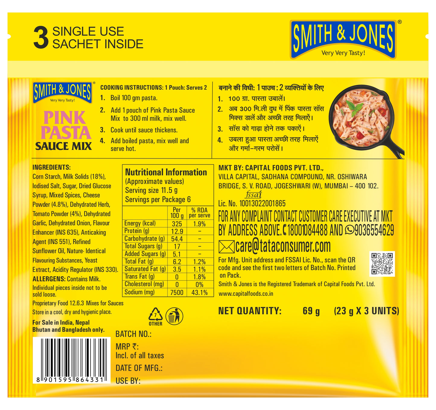 Smith & Jones Pink Sauce Pasta Mix Pack of 3
