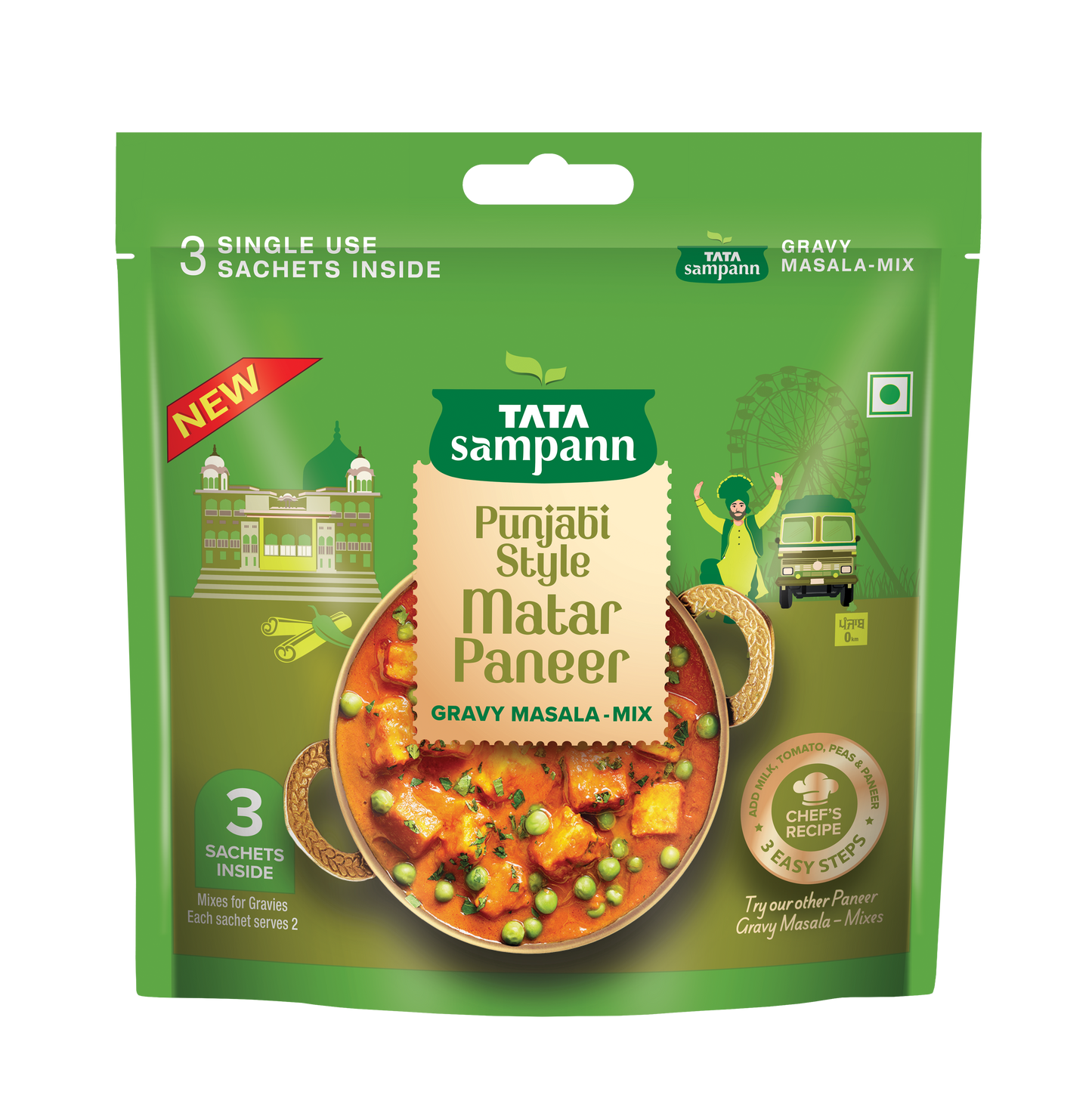 Punjabi Style Matar Paneer Gravy masala Mix_ Shelf Pack