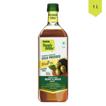 Tata Simply Better Cold Pressed Olive oil+ Blend 1L (Extra Virgin Olive + Sesame + Flax Seed)