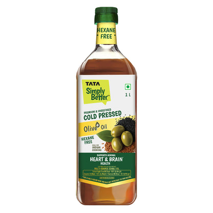 Tata Simply Better Cold Pressed Olive oil+ Blend 1L (Extra Virgin Olive + Sesame + Flax Seed)