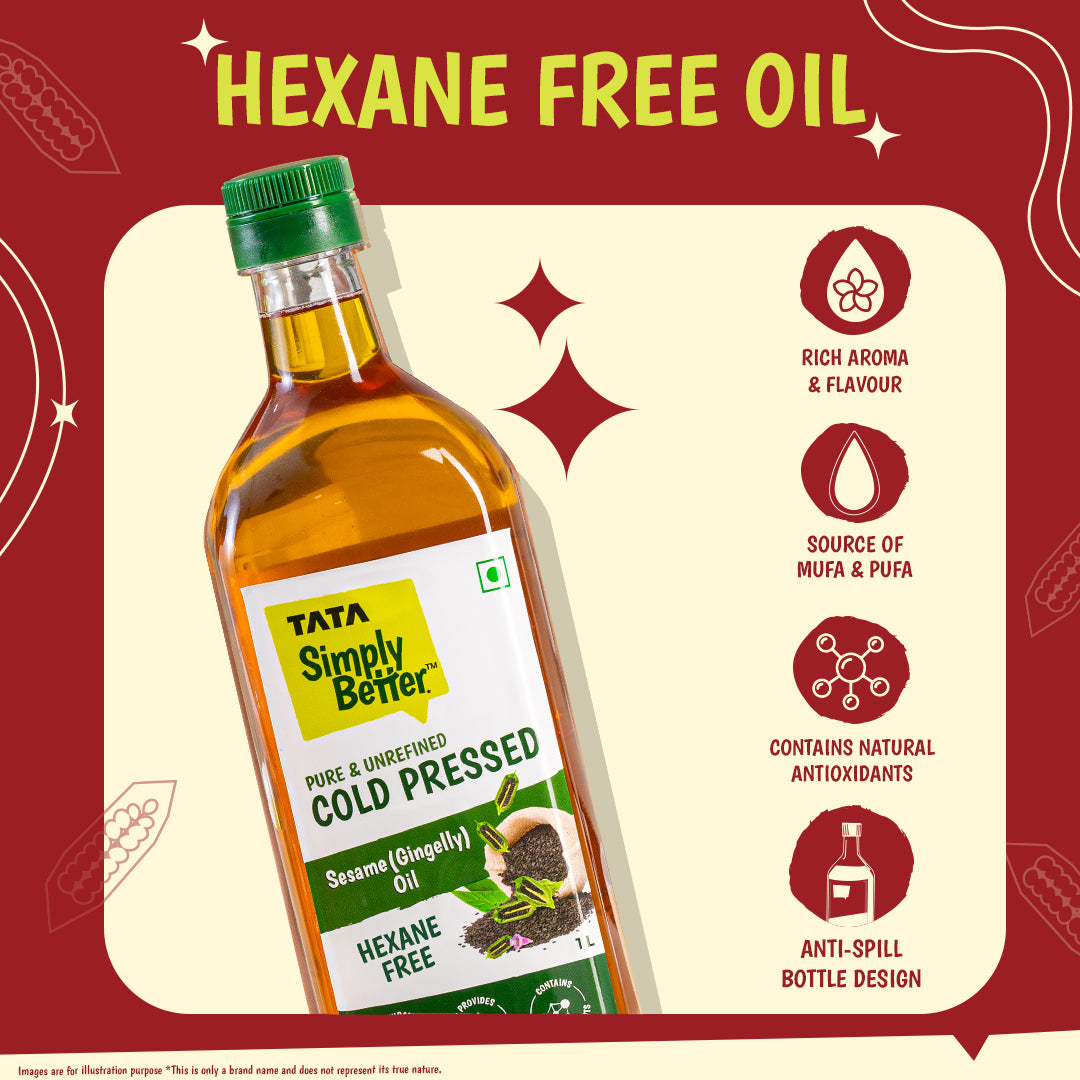 Cold Pressed Sesame Oil | A1 Grade Sesame Seeds | Pure & Unrefined | Rich Aroma & Flavour | 1L