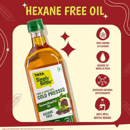 Cold Pressed Sesame Oil | A1 Grade Sesame Seeds | Pure & Unrefined | Rich Aroma & Flavour | 1L