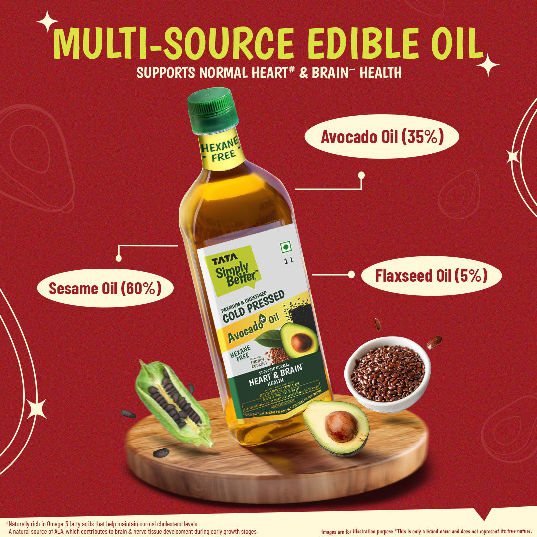 Tata Simply Better Cold Pressed Avocado+ Blended 1L ( Sesame + Avocado + Flax Seed)
