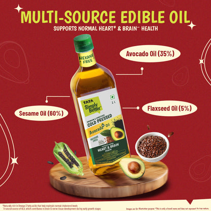 Tata Simply Better Cold Pressed Avocado+ Blended 1L ( Sesame + Avocado + Flax Seed)
