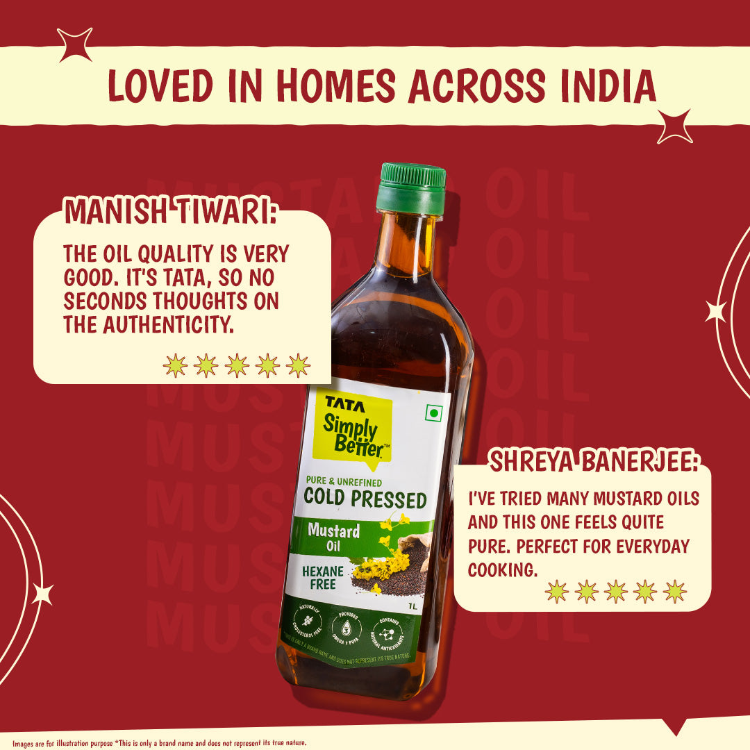 Cold Pressed Mustard Oil | A1 Grade Mustard Seeds | Pure & Unrefined | Rich Aroma & Flavour | 1L