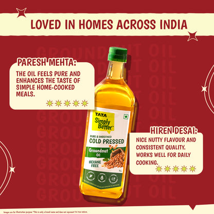 Cold Pressed Groundnut Oil | A1 Grade Groundnuts | Pure & Unrefined | Rich Aroma & Flavour