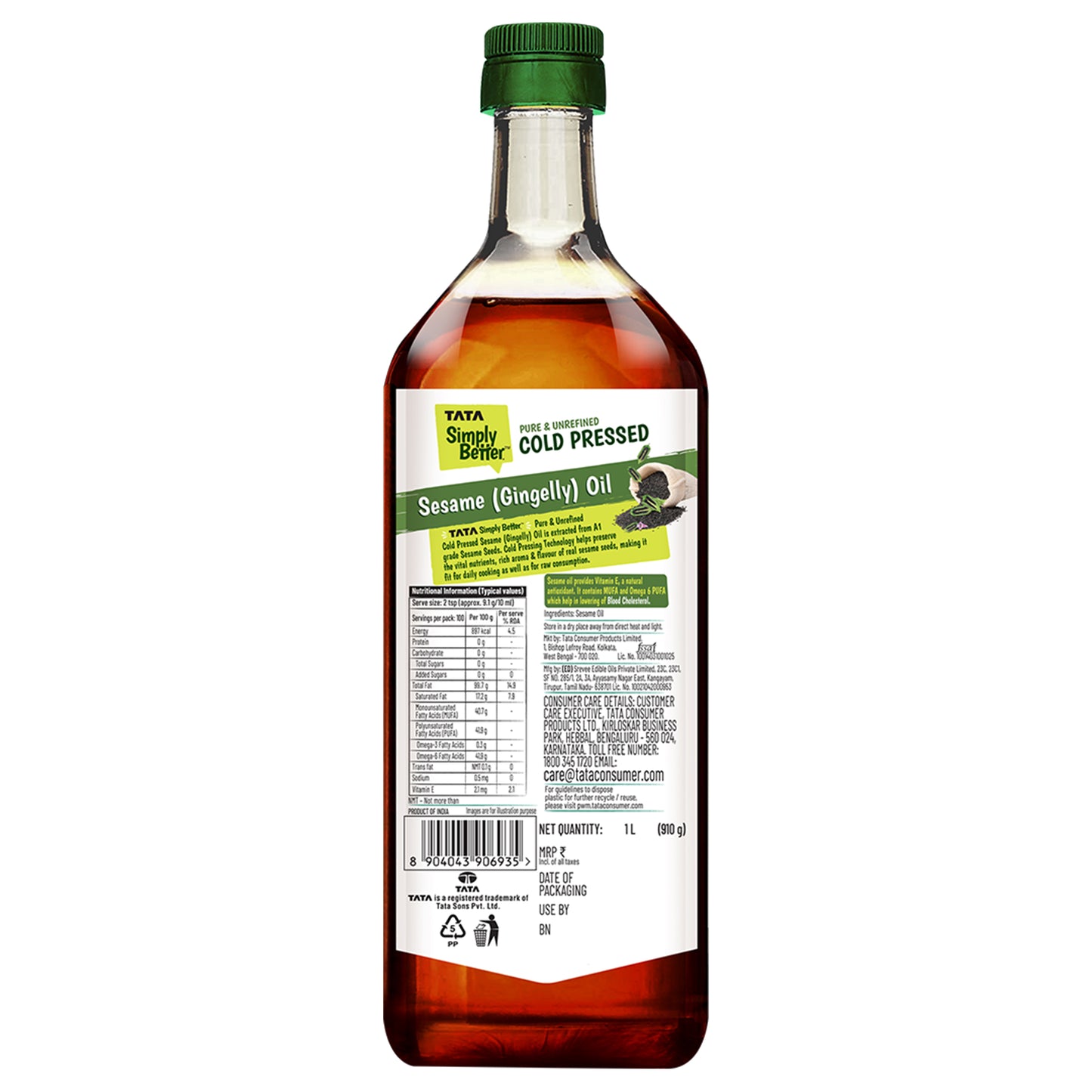 Cold Pressed Sesame Oil | A1 Grade Sesame Seeds | Pure & Unrefined | Rich Aroma & Flavour | 1L