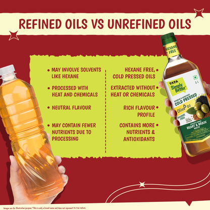 Tata Simply Better Cold Pressed Olive oil+ Blend 1L (Extra Virgin Olive + Sesame + Flax Seed)
