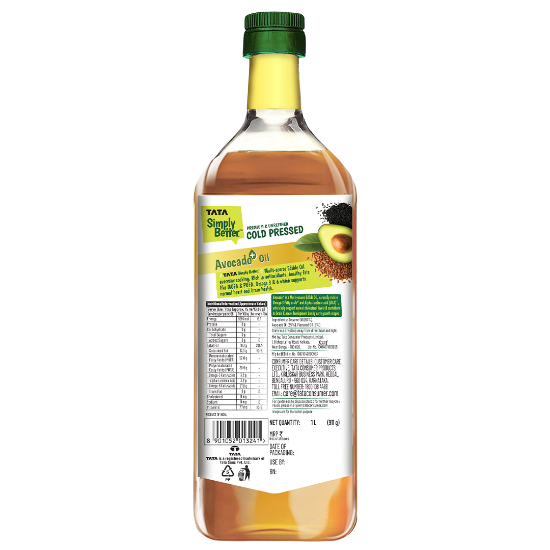 Tata Simply Better Cold Pressed Avocado+ Blended 1L ( Sesame + Avocado + Flax Seed)