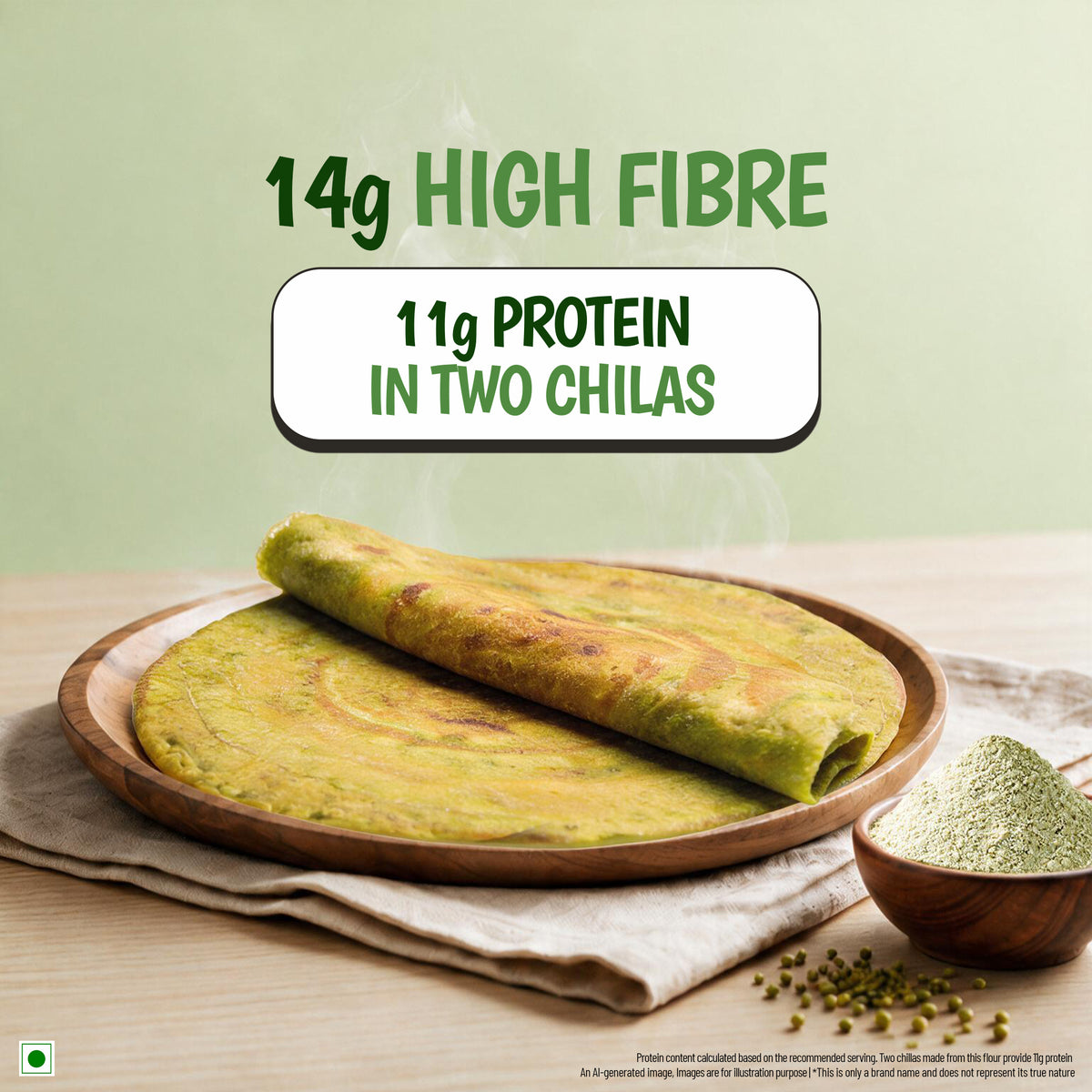 Tata Simply Better High Protein Sprouted Moong Flour | 11g Protein in 2 Chillas | 200g Pack