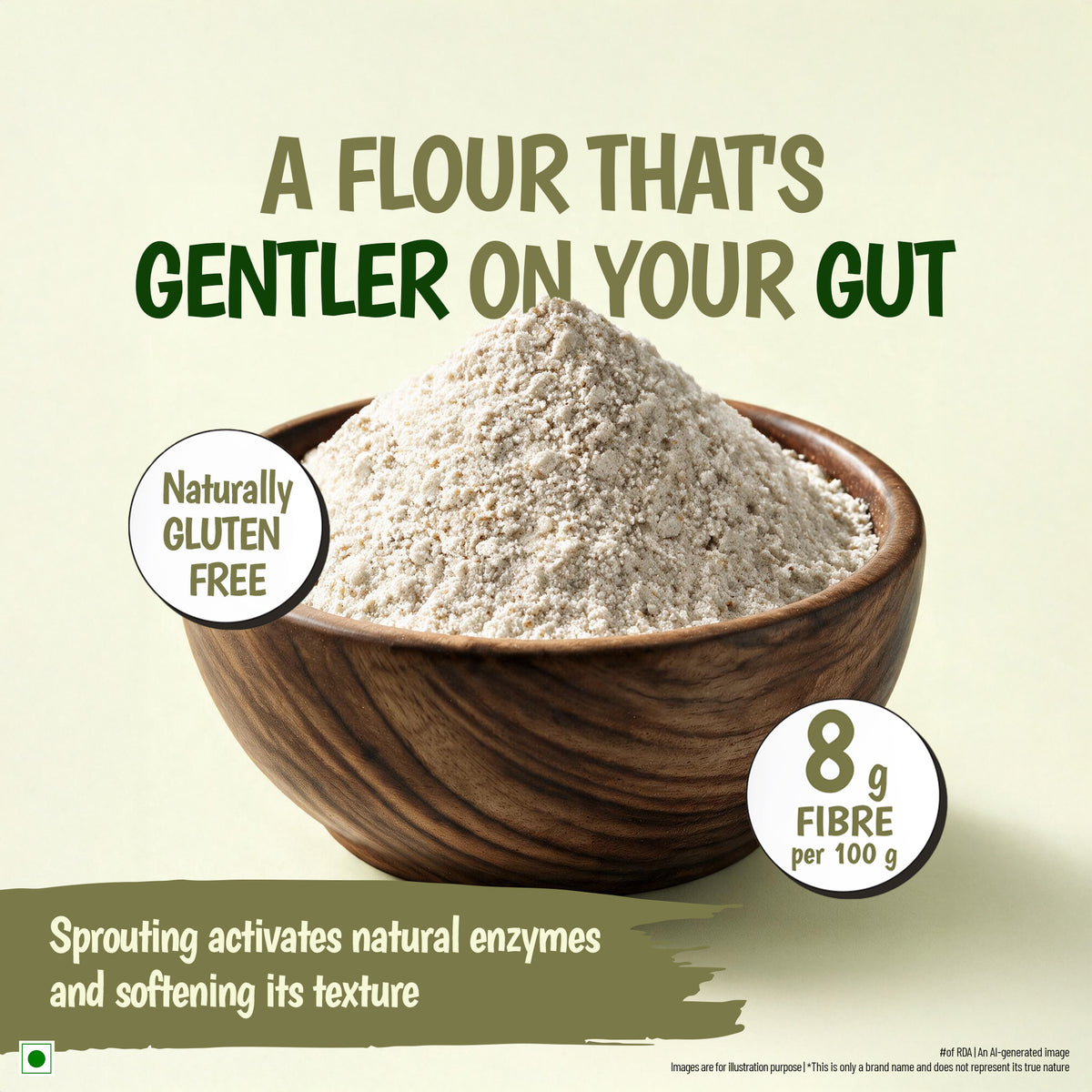 Tata Simply Better Sprouted Bajra Flour | 8g Fibre per 100g | 500g Pack