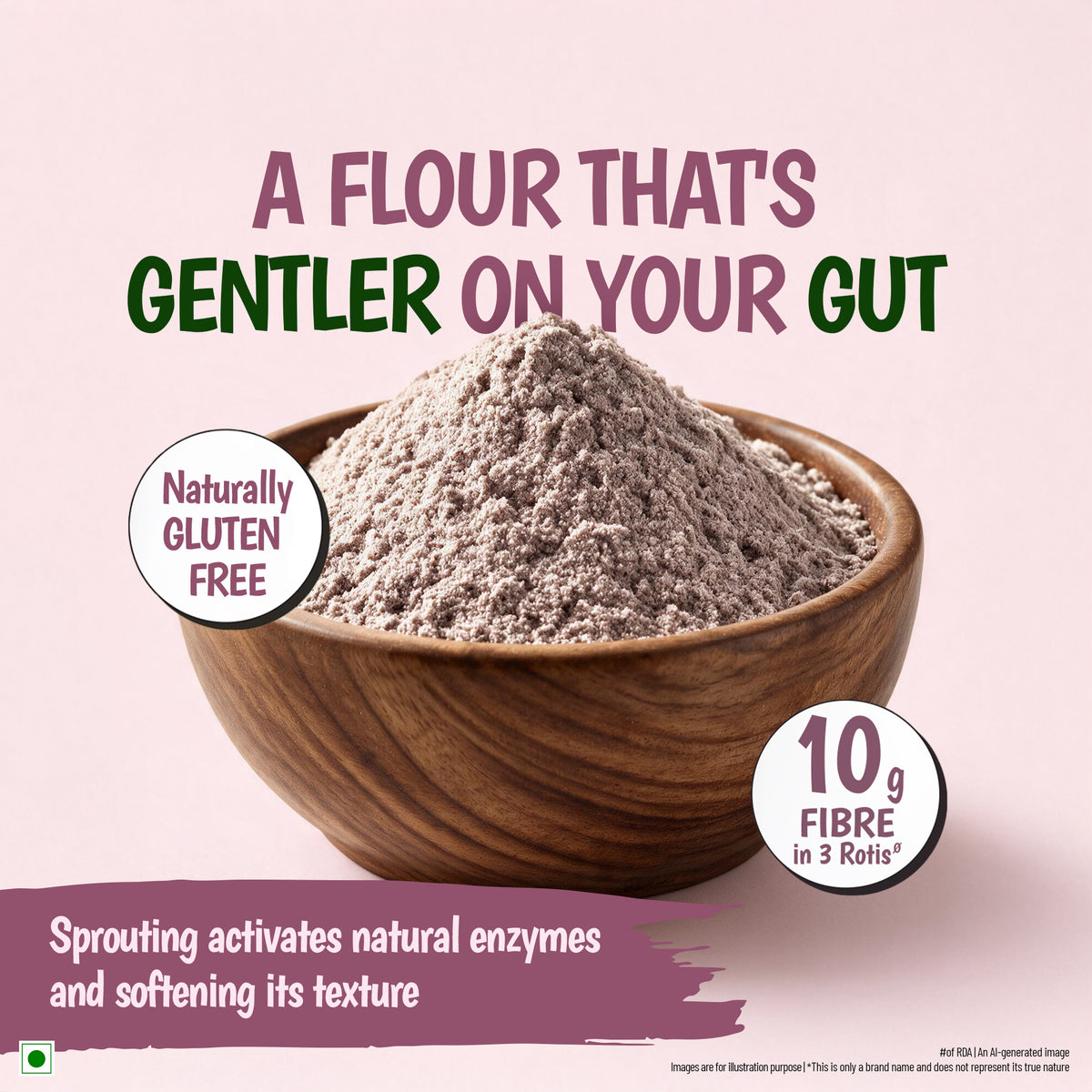 Tata Simply Better Sprouted Ragi Flour | 10g Fibre in 3 Rotis | 500g Pack