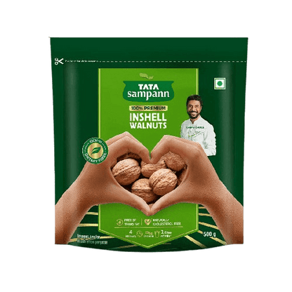 Inshell Walnuts, Akhrot | Rich in Protein, Dietary Fibre & Magnesium | Source of Phosphorus | Naturally Cholesterol Free | Nutritious Snack | 500g