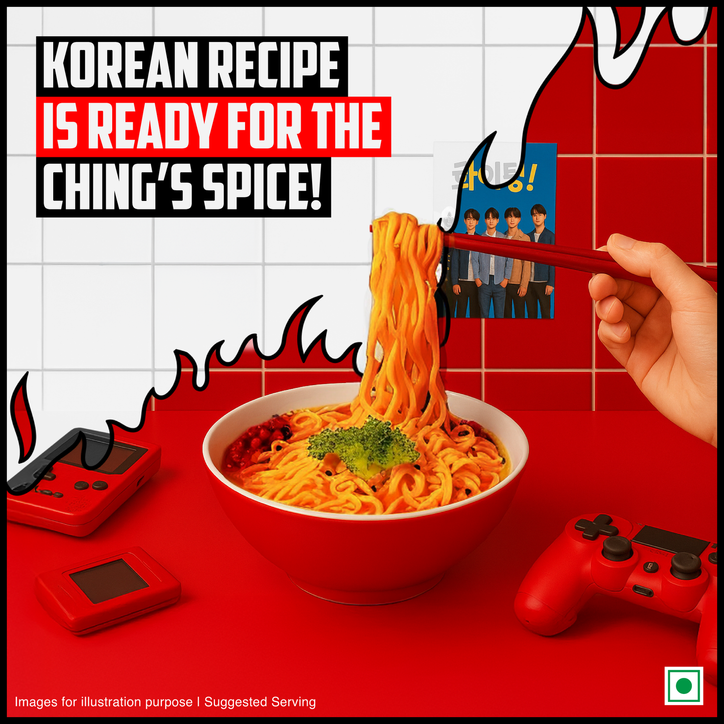 Chings Korean Instant Spicy Veg Noodles | 80g