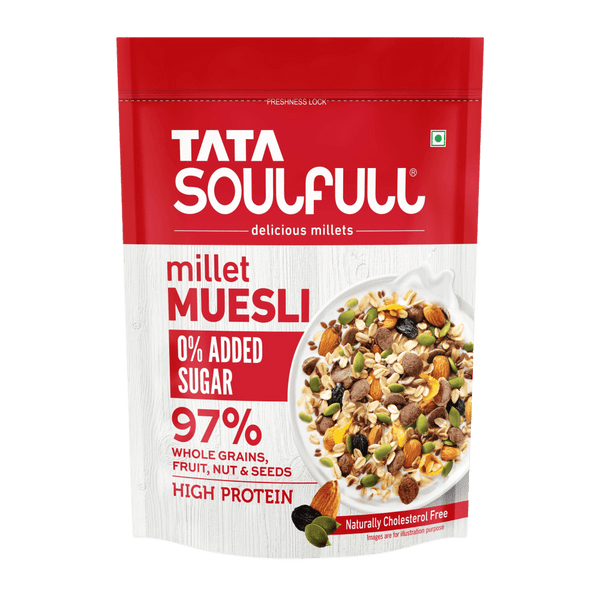 Millet Muesli - 0% Added Sugar | High in fibre | High in Protein | Made with 97% whole grains, fruit, nuts and seeds | 500g / 700g