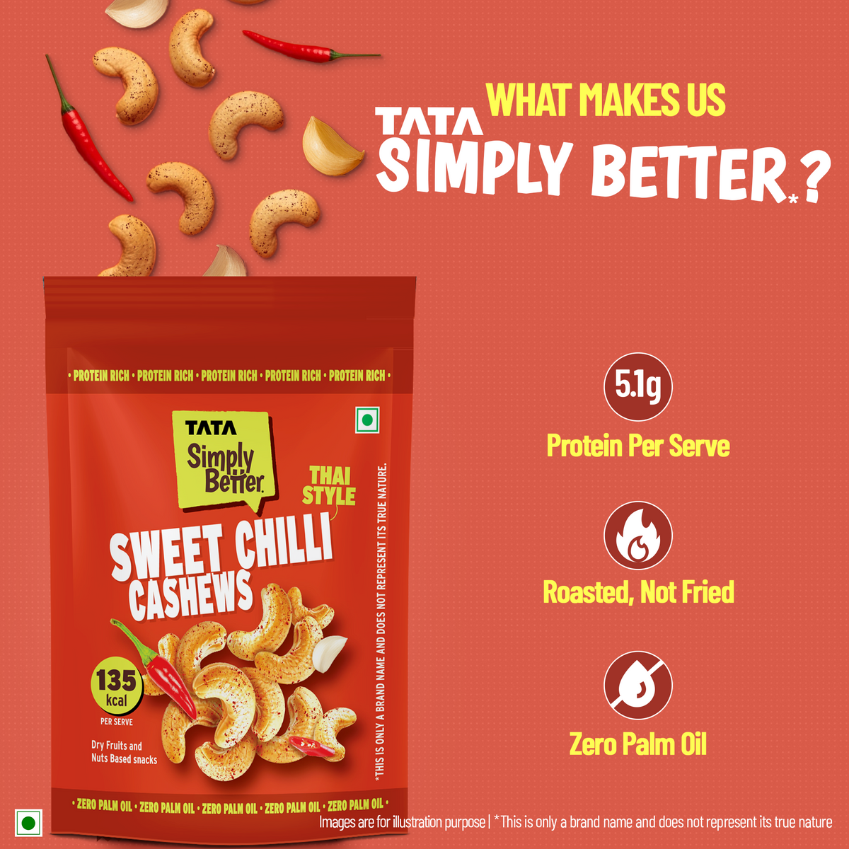 Tata Simply Better Flavored Cashews Thai Sweet Chilli 150g