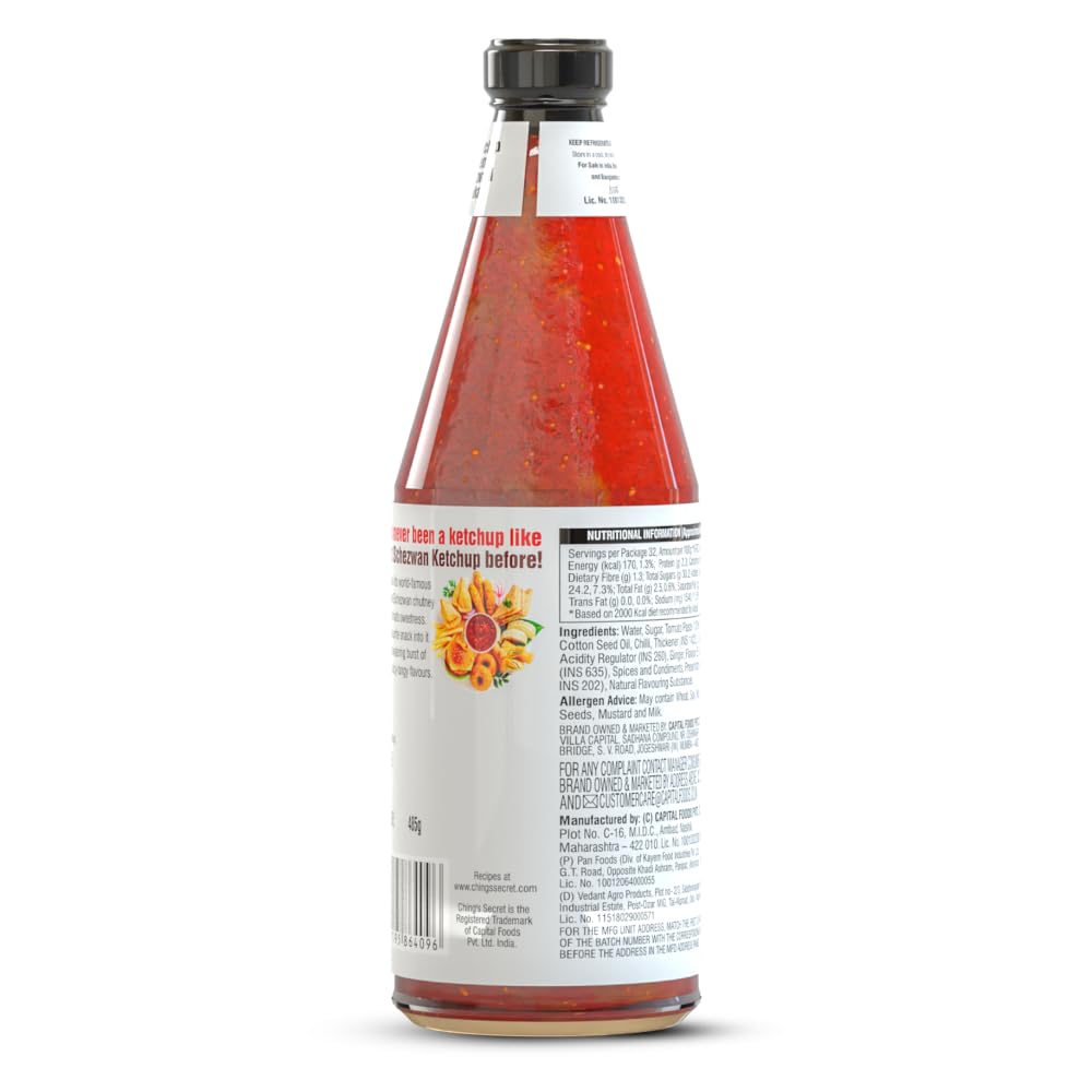 Schezwan Ketchup Hot & Spicy | 100% Veg | Desi Chinese Tomato Ketchup | 485g