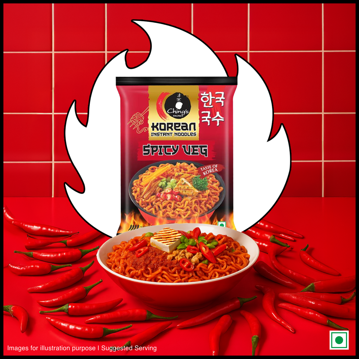 Chings Korean Instant Spicy Veg Noodles | 80g