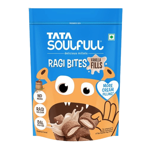 Ragi Bites - Vanilla Fills | No Maida | Power of Calcium | Dal Protein | Delicious Breakfast, Snack | No Added Color | No Preservatives | Gluten Free | 250g
