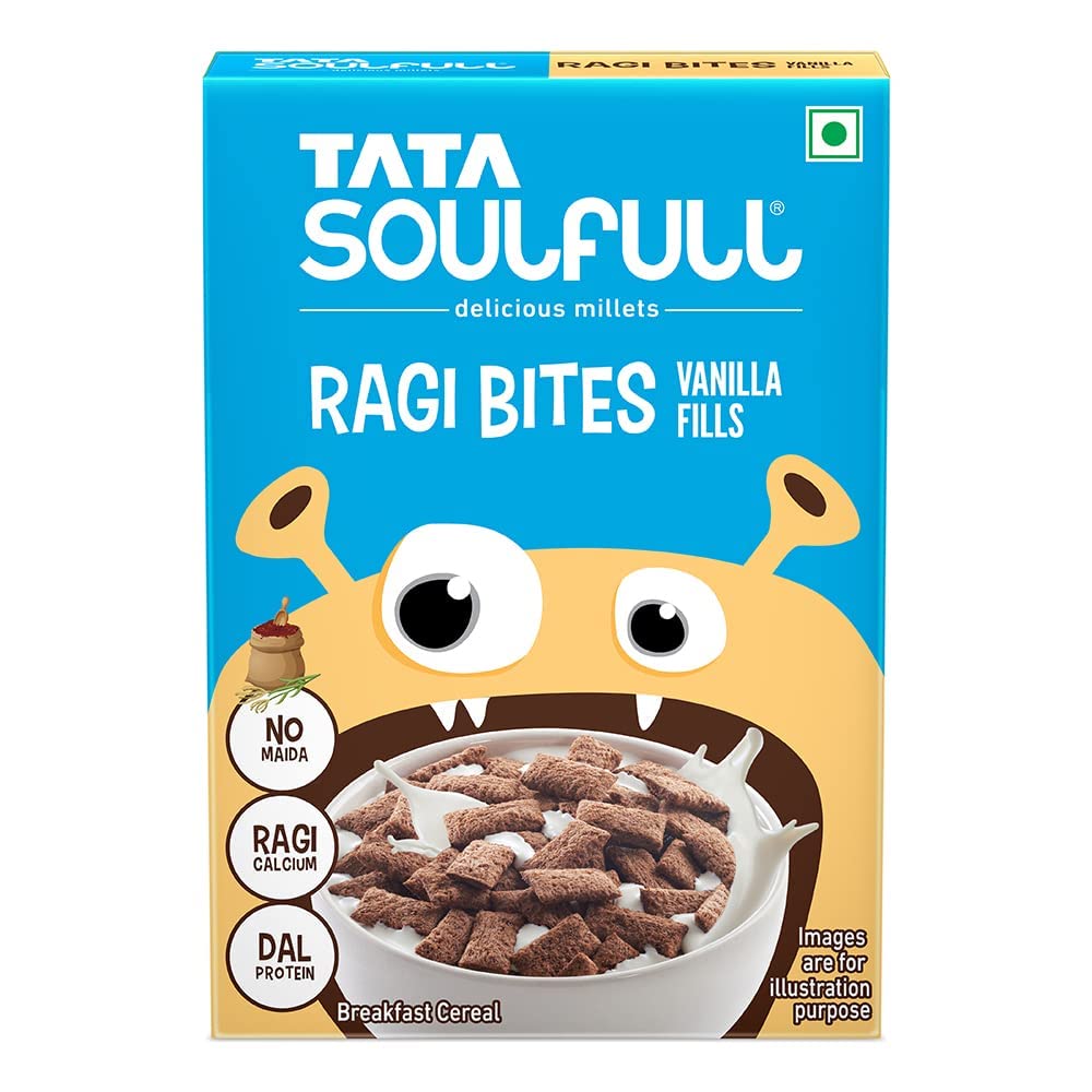 Ragi Bites - Vanilla Fills | No Maida | Power of Calcium | Dal Protein | Delicious Breakfast, Snack | No Added Color | No Preservatives | Gluten Free | 250g