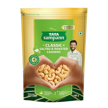 Salted & Roasted Cashews (Kaju) | Crunchy Snack |  Handpicked, Salted & Slow Roasted Cashews | Rich in Protein, Magnesium, and Phosphorus | No Artificial Colours & Preservatives | 190g