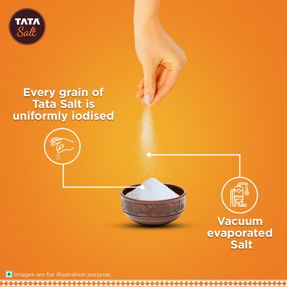 Tata Salt 1 Kg | Free flowing & Iodised Namak | Vacuum Evaporated | Salt in Fresh