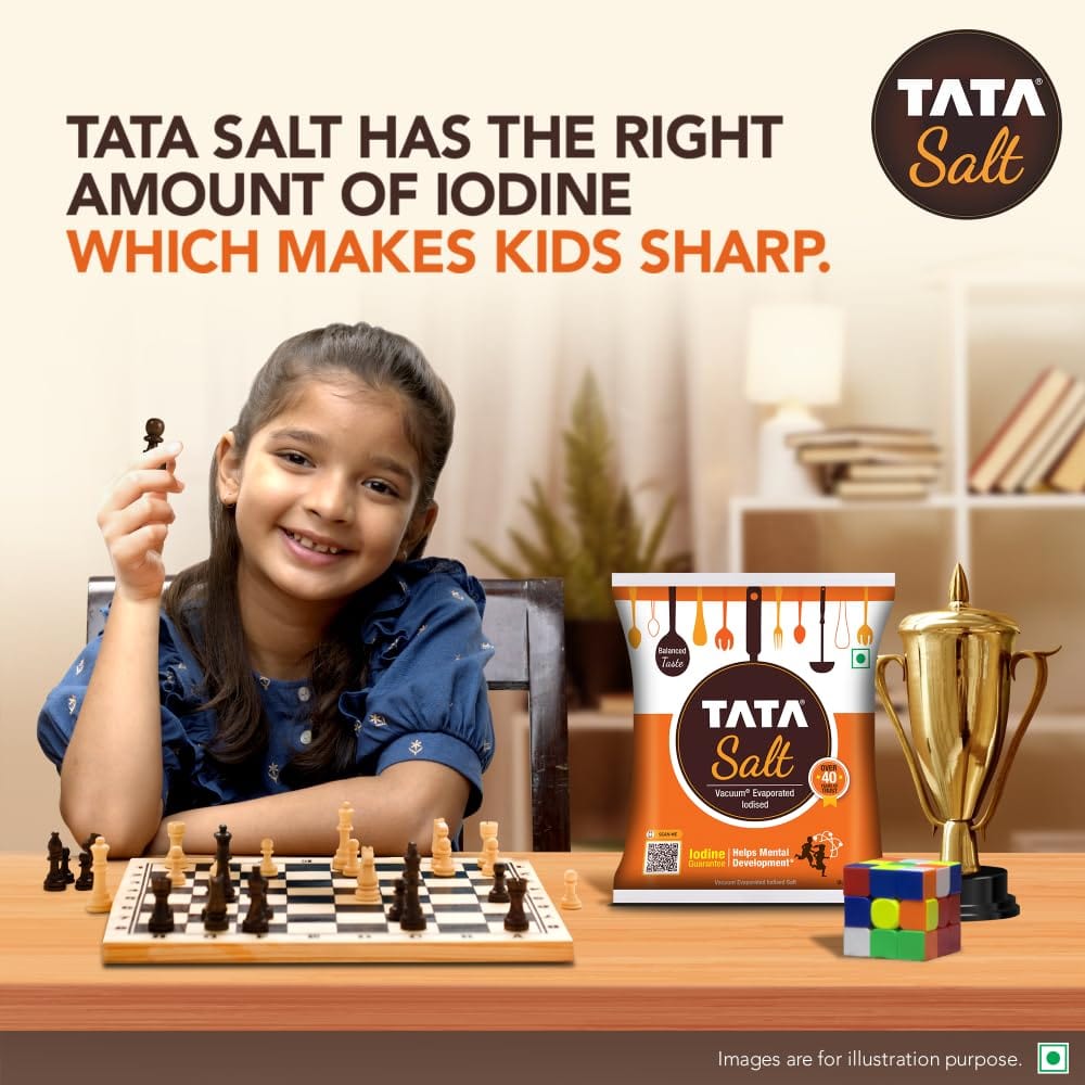 Tata Salt 1 Kg | Free flowing & Iodised Namak | Vacuum Evaporated | Salt in Fresh