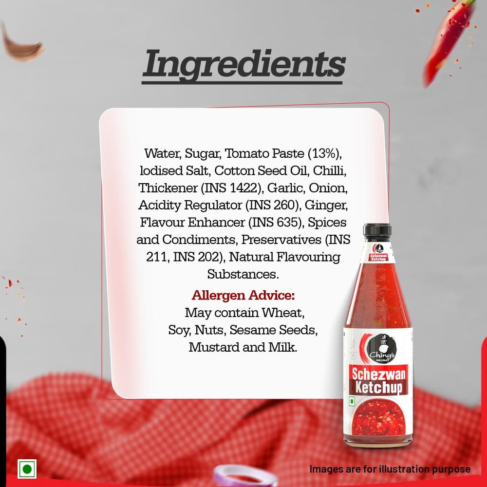 Schezwan Ketchup Hot & Spicy | 100% Veg | Desi Chinese Tomato Ketchup | 485g