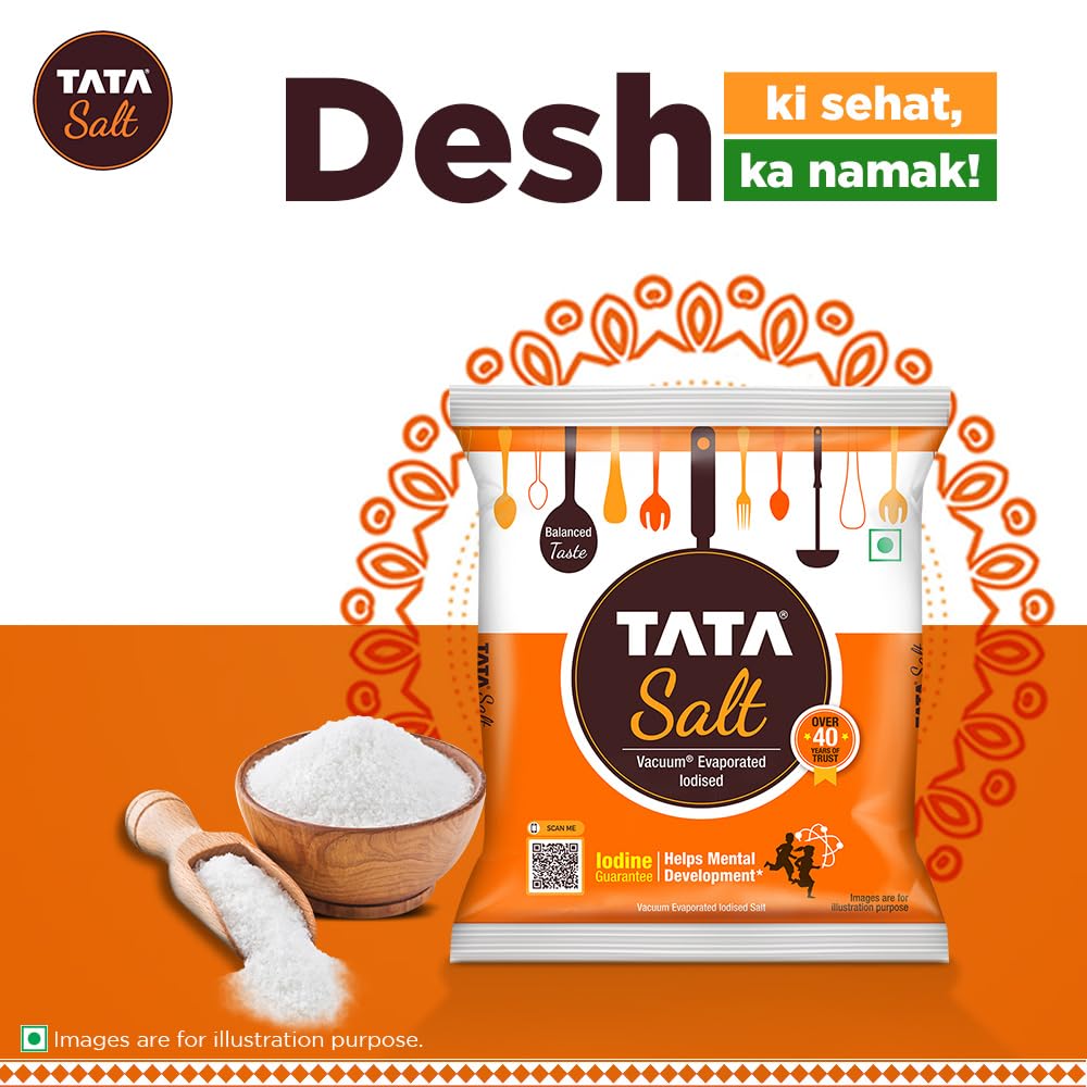 Tata Salt 1 Kg | Free flowing & Iodised Namak | Vacuum Evaporated | Salt in Fresh