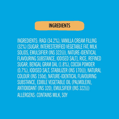 Ragi Bites - Vanilla Fills | No Maida | Power of Calcium | Dal Protein | Delicious Breakfast, Snack | No Added Color | No Preservatives | Gluten Free | 250g
