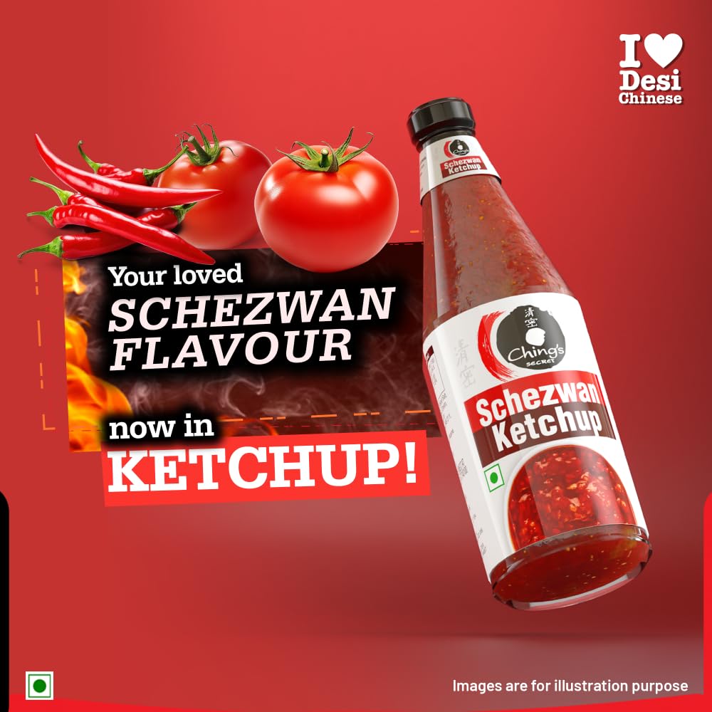 Schezwan Ketchup Hot & Spicy | 100% Veg | Desi Chinese Tomato Ketchup | 485g