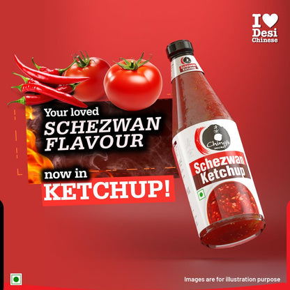 Schezwan Ketchup Hot & Spicy | 100% Veg | Desi Chinese Tomato Ketchup | 485g