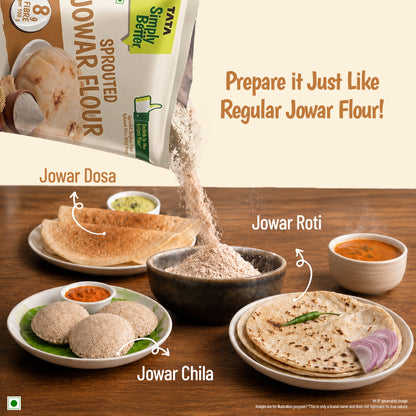 Tata Simply Better Sprouted Jowar Flour | 8g Fibre per 100g | 500g Pack