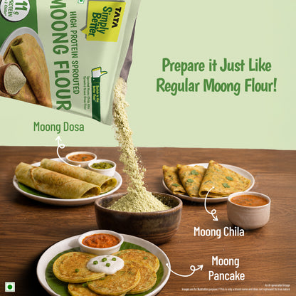 Tata Simply Better High Protein Sprouted Moong Flour | 11g Protein in 2 Chillas | 200g Pack