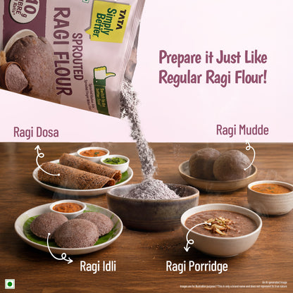 Tata Simply Better Sprouted Ragi Flour | 10g Fibre in 3 Rotis | 500g Pack